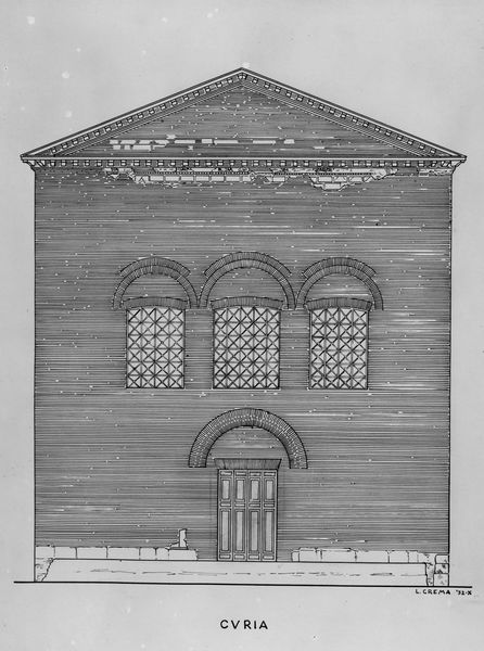 013446 - elaborato grafico - Curia, facciata principale, disegno di L. Crema 1932; Neg. Serie E, Nr. 1534