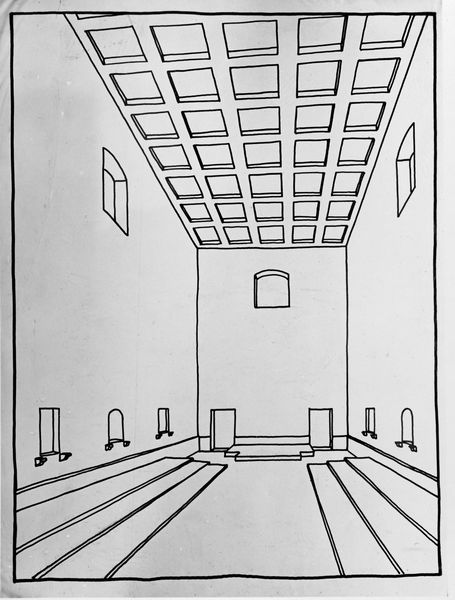 013447 - elaborato grafico - Curia, interno dell'aula, disegno; Neg. Serie E, Nr. 1599