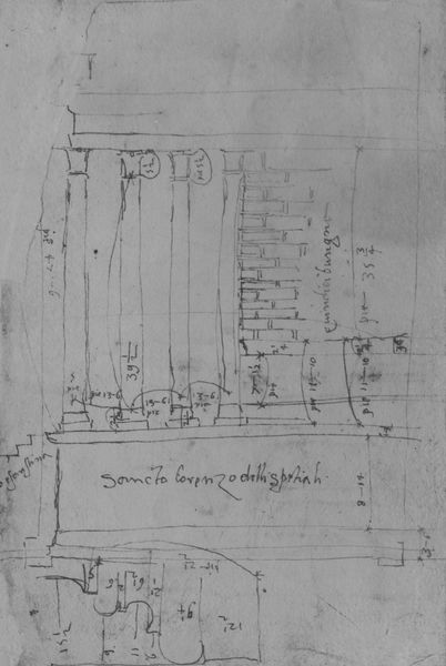 019755 - elaborato grafico - Tempio di Antonino e Faustina, disegno di G.B. Sangallo: alzata del fianco e base colonne (Bartoli, IV-T.CCCVII-Fig. 506 Arch. 1654 v); neg. serie F, n. 15