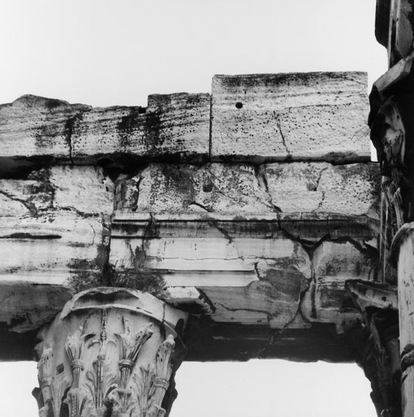 019955 - monumento - Tempio di Antonino e Faustina, lato interno della trabeazione, la parte destra, con capitello (02.09.1994); neg. serie 6x6, img. n. 23153
