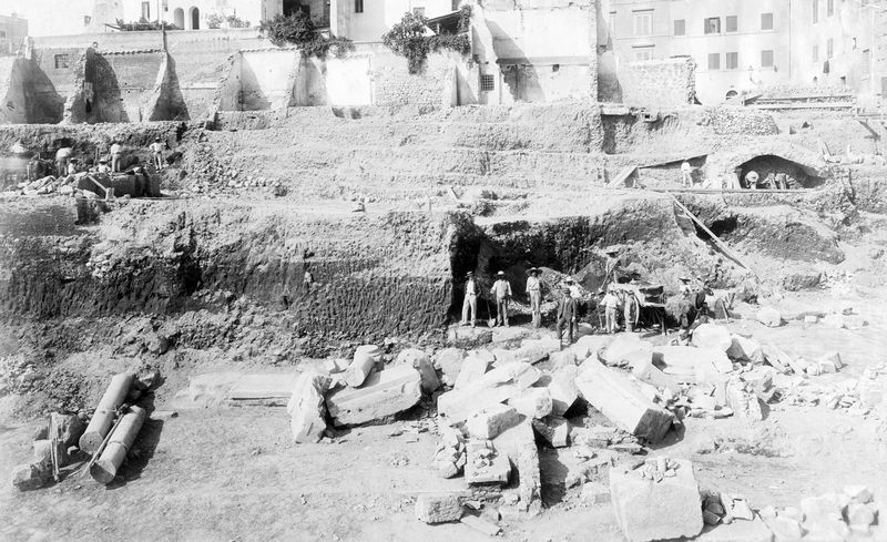 011435 - scavo archeologico - Basilica Emilia, scavi 1899, fronte verso il Foro. Neg. serie C nÂ°20