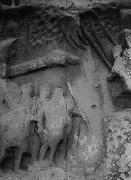 020205 - monumento - Arco di Settimio Severo, fronte est, il pannello storico destro; foto Accademia Americana, E. 13, ripr. film 2930