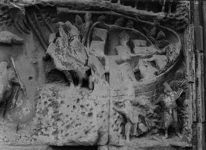020207 - monumento - Arco di Settimio Severo, fronte est, il pannello storico destro; foto Accademia Americana, E. 18, ripr. film 2930