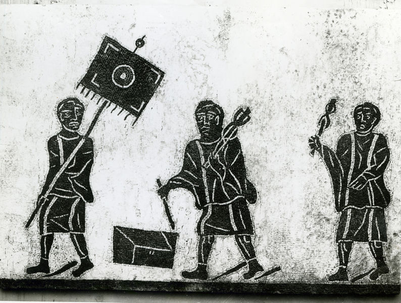 C001260 - elaborato grafico - Colosseo, ingresso occidentale, primo ordine. Particolare dell'affresco raffigurante la cittÃ  di Gerusalemme (XVI-XVII secolo); neg. serie L19