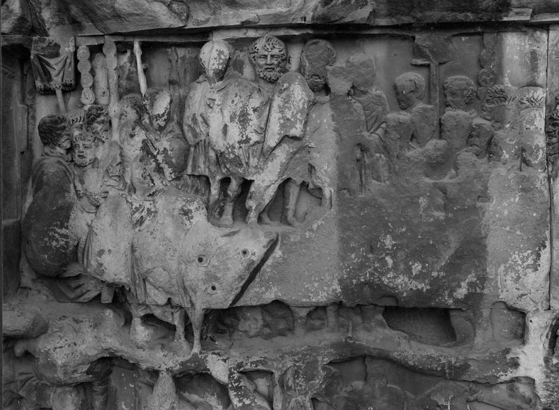 020181 - monumento - Arco di Settimio Severo, fronte orientale, pannello storico sinistro; foto Accademia Americana, n. S-E 5