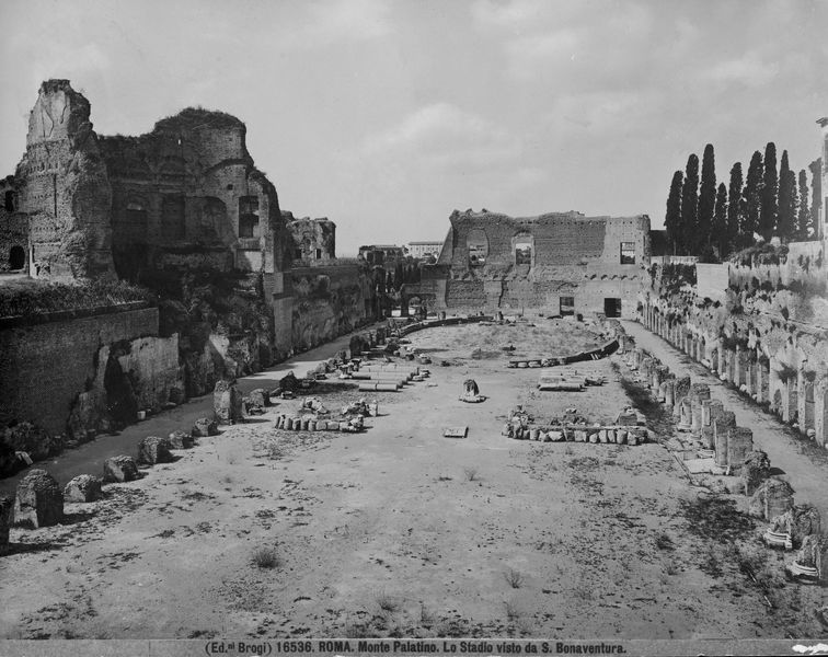 006418 - monumento - Stadio di Domiziano, vedute generali da sud. Neg. serie Ed.ni Brogi  Film nÂ° 1255