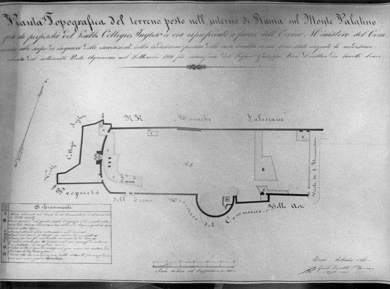 006427 - elaborato grafico - Stadio di Domiziano, vedute generali dell'area, pianta topografica dello stadio di Giulio Depoletti, anno 1886. Senza negativo