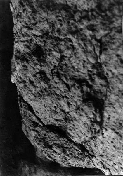 000068 - monumento - Palatino, Roma quadrata, Scalae Caci, muratura del lato occidentale, particolare di un blocco di tufo: Film n. 2462