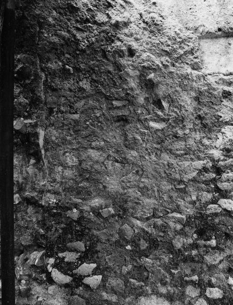 006377 - restauro - Stadio di Domiziano, esedra con il Palco Imperiale: particolare di conglomerato cementizio durante il restauro (1988). Neg. serie 6x6 nÂ° 14582